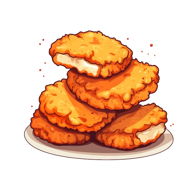 Vecteur nuggets de poulet vectoriel clipart fond blanc