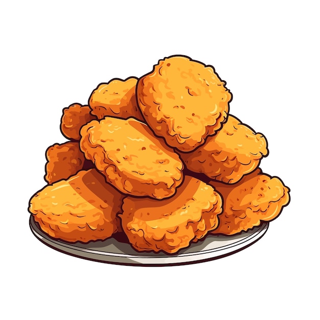 Vecteur nuggets de poulet vectoriel clipart fond blanc