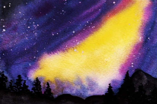 Une Nuit étoilée Artistique Peinte à La Main Avec Un Fond Aquarelle De Voie Lactée