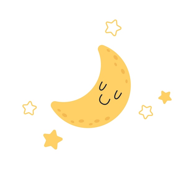 Nuit étoilée Lune avec grimace et étoiles