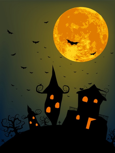 Nuit d'Halloween avec la pleine lune