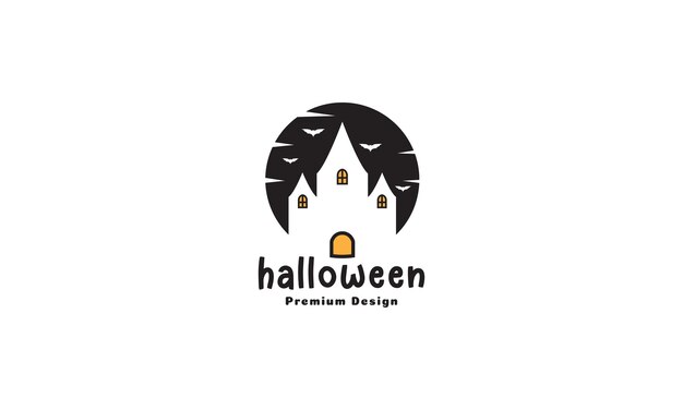 Nuit Maison Helloween Logo Symbole Vecteur Icône Illustration Graphisme