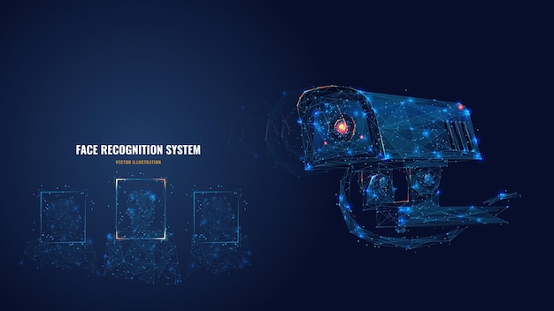 Numérisation de caméra 3d abstraite visages Système de reconnaissance faciale polygonale numérisation biométrique