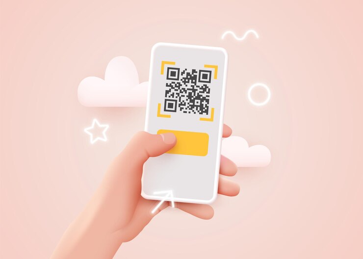 Numérisation du code QR avec un smartphone mobile. paiement par code qr technologie sans numéraire de portefeuille électronique