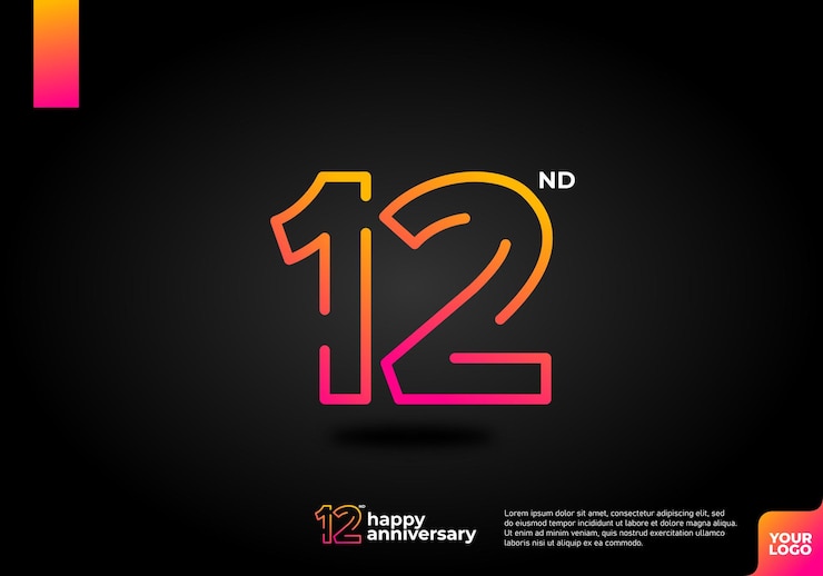 Vecteur numéro 12 logo icône design 12e anniversaire logo numéro anniversaire 12