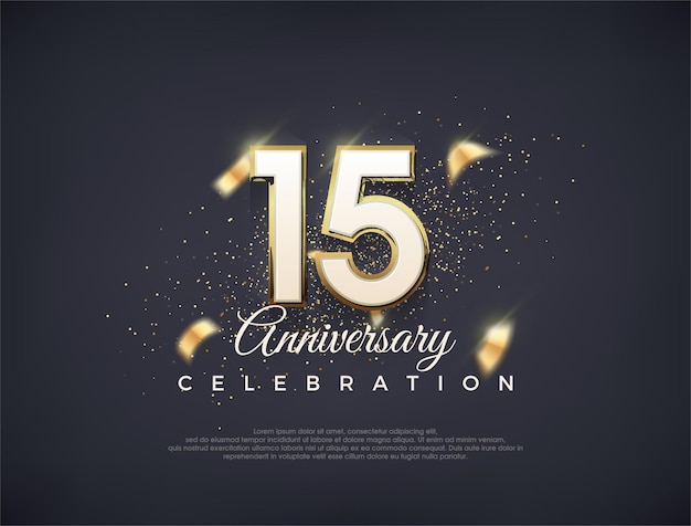 Numéro de 15e anniversaire avec des chiffres fantaisistes conception vectorielle premium de luxe vecteur premium pour la célébration de la bannière d'affiche
