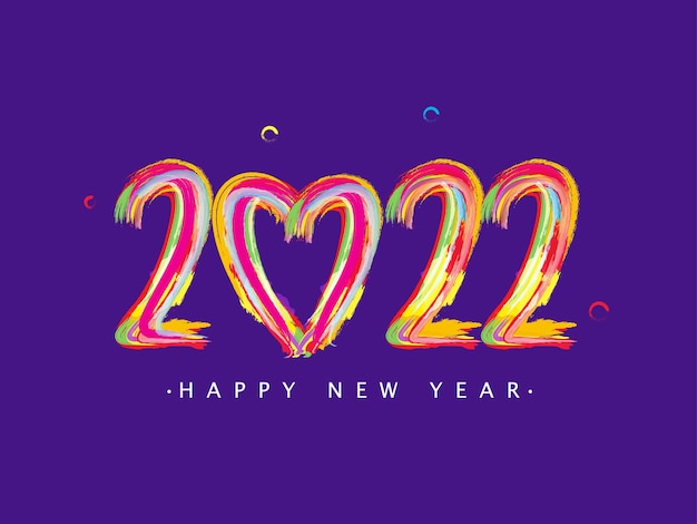 Numéro 2022 écrit Par Effet De Pinceau Coloré Sur Fond Violet Pour Le Concept De Bonne Année.