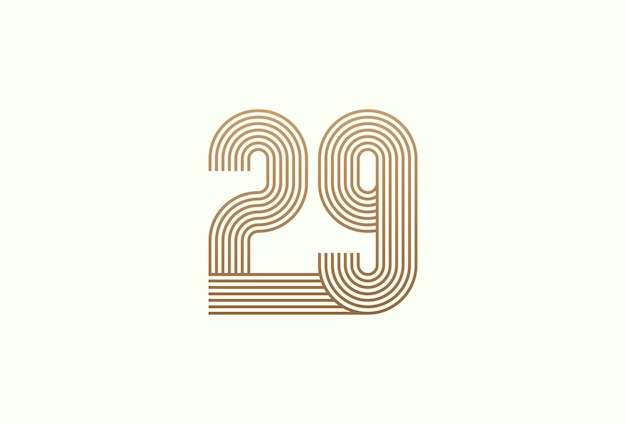 Numéro 29 Logo Monogramme Numéro 29 Logo Style Multi-lignes Utilisable Pour Les Logos D'entreprise Et Anniversaire