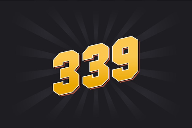 Numéro 339 police vectorielle alphabet numéro 339 jaune avec fond noir