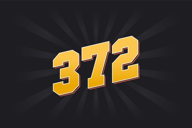 Numéro 372 police vectorielle alphabet jaune numéro 372 avec fond noir