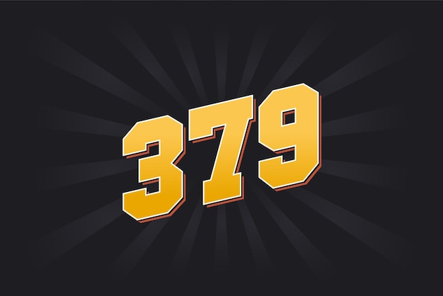 Numéro 379 police vectorielle alphabet numéro 379 jaune avec fond noir
