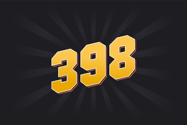 Vecteur numéro 398 police vectorielle alphabet jaune numéro 398 avec fond noir