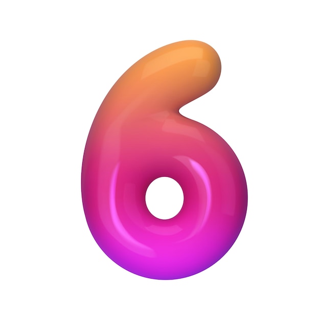 Numéro 3D élégant 6 avec gradient rouge et violet Moderne vibrant et abstrait Parfait pour la conception graphique d'art numérique et les projets créatifs Illustration vectorielle