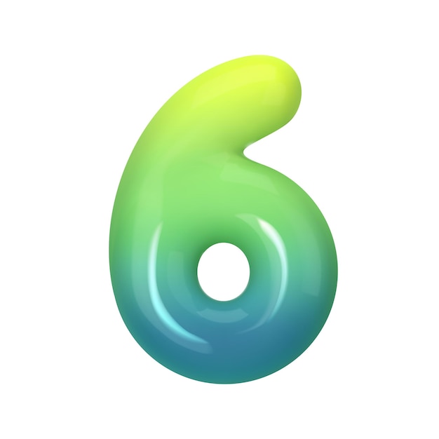 Numéro 3D élégant 6 avec gradient vert-bleu Moderne vibrant et abstrait Parfait pour la conception graphique d'art numérique et les projets créatifs Illustration vectorielle
