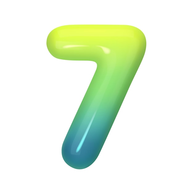 Numéro 3D élégant 7 avec gradient vert-bleu Moderne vibrant et abstrait Parfait pour la conception graphique d'art numérique et les projets créatifs Illustration vectorielle