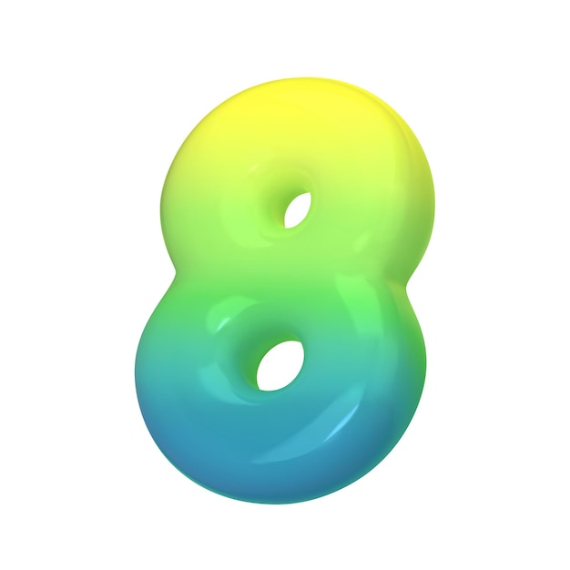 Numéro 3D élégant 8 avec gradient vert-bleu Moderne vibrant et abstrait Parfait pour la conception graphique d'art numérique et les projets créatifs Illustration vectorielle