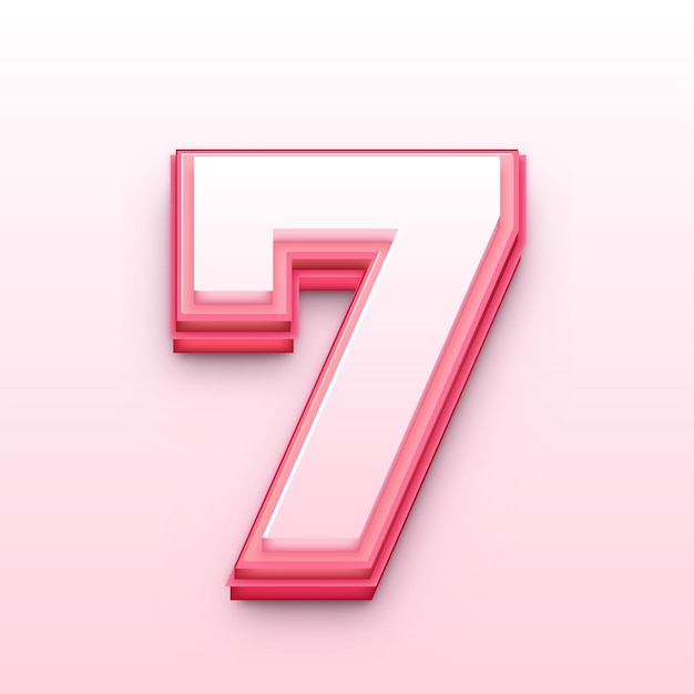 Numéro 7 en couleur rose 3D à la mode