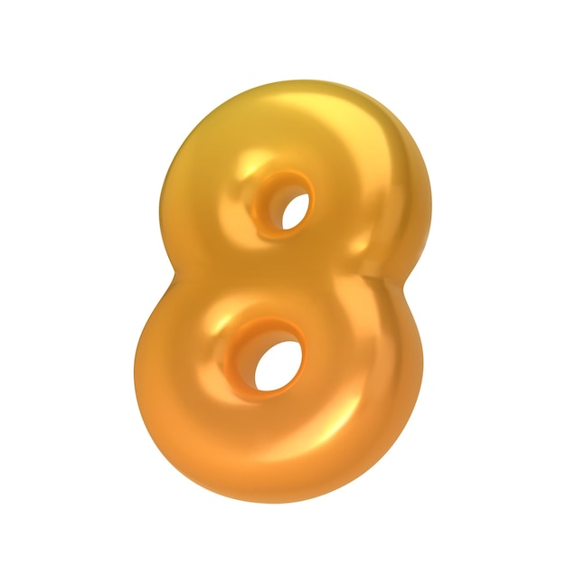 Numéro 8 Ballon de feuille et de latex numéro huit en style 3D Éléments de conception réalistes isolés sur fond blanc Illustration vectorielle