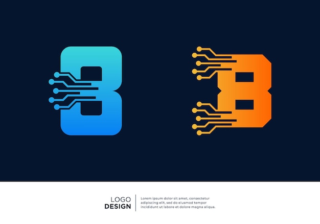 Numéro 8 collection de conception de logo de technologie numérique