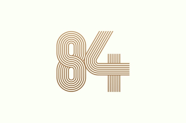 Vecteur numéro 84 monogramme numéro 84 logo style multi-lignes utilisable pour les logos d'entreprise et d'anniversaire