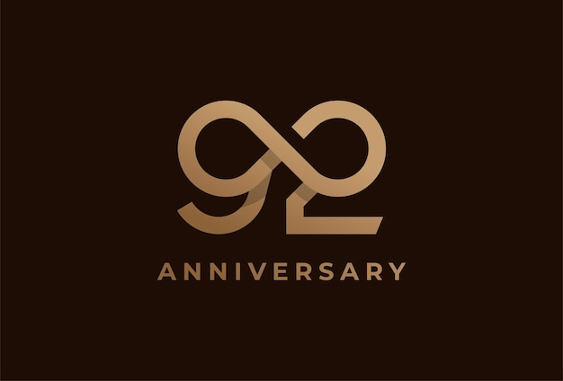Le Numéro 92 Avec Une Combinaison D'icônes à L'infini, Peut être Utilisé Pour Les Modèles De Logo D'anniversaire Et D'entreprise