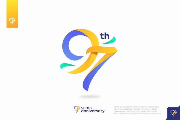 Numéro 97 logo icône design 97e anniversaire logo numéro anniversaire 97