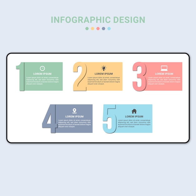 Vecteur numéro business infographie 5 étapes