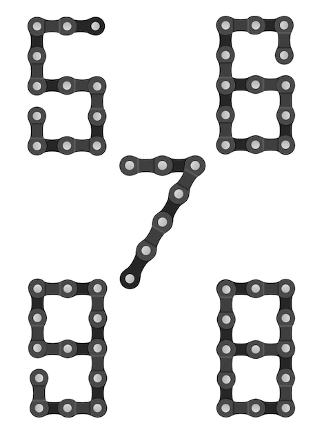 Vecteur numéro de chaîne de vélo 5 à 9