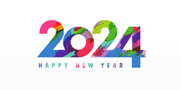 Vecteur numéro coloré de bonne année 2024 titre créatif