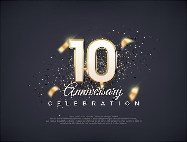 Numéro du 10e anniversaire avec conception de vecteur premium de luxe chiffres fantaisie Vecteur Premium pour affiche bannière célébration salutation