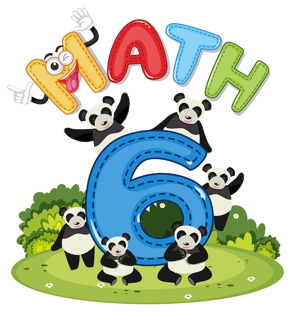 Numéro Mathématique 6 Avec Six Pandas