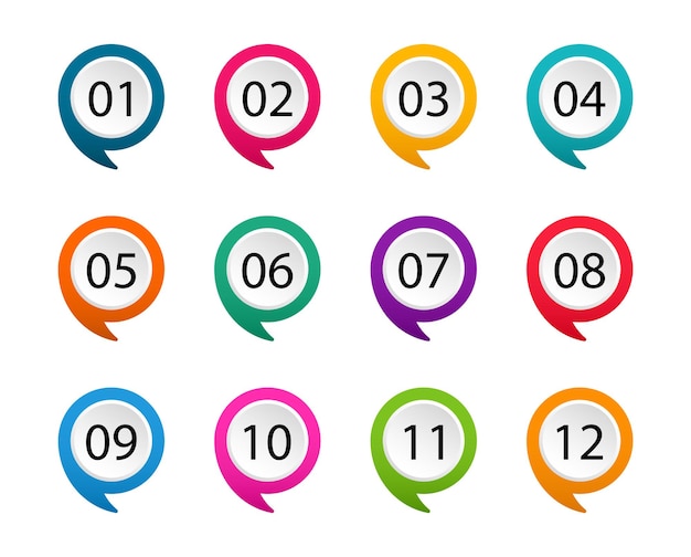Numéro de puce de un à douze marqueurs colorés