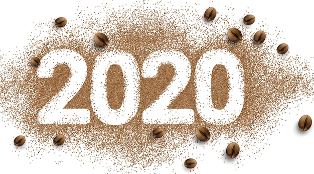 Numéro de texte du café 2020. Poudre de grains de café. Simple