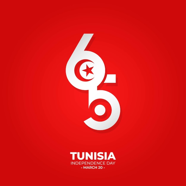 Numéro De Typographie De 65 Pour La Conception Du 65e Jour De L'indépendance De La Tunisie