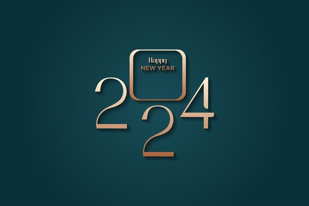 Numéro Unique De Conception De Logo Du Nouvel An 2024 Avec Logo Couleur Or Pour Carte De Voeux De Calendrier