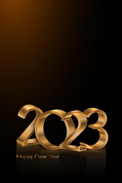 Vecteur numéros 3d dorés 2023, bonne année. thème de noël bannière verticale. conception de carte de vacances