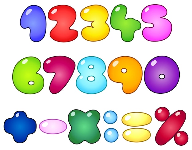 Numéros de bulles de graisse et ensemble de signes mathématiques