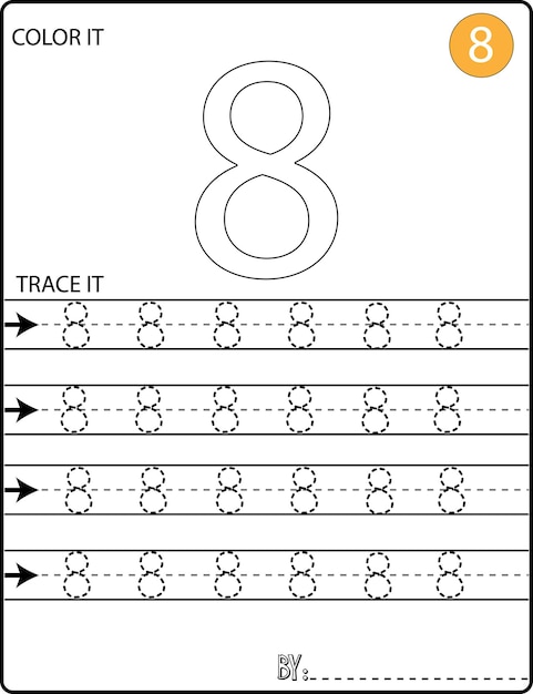 Numéros d'écriture manuscrite pages de traçage pour l'écriture des numéros Numéros d'apprentissage, feuille de travail de traçage des numéros.