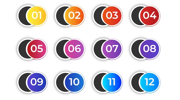 Numéros élégants de un à douze