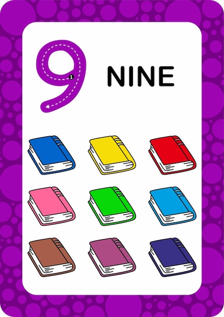 Numéros Flashcards Number Nine Carte De Mathématiques éducative Pour Les Enfants Apprendre à Compter Les Nombres