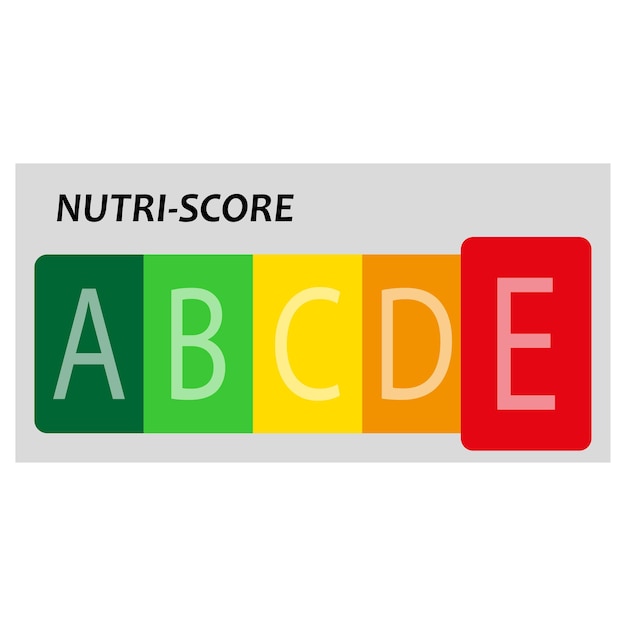 Vecteur nutrition e faits sur l'étiquette score de santé informations sur les aliments nutriscore faits sur l'étiquette signe d'emballage illustration vectorielle