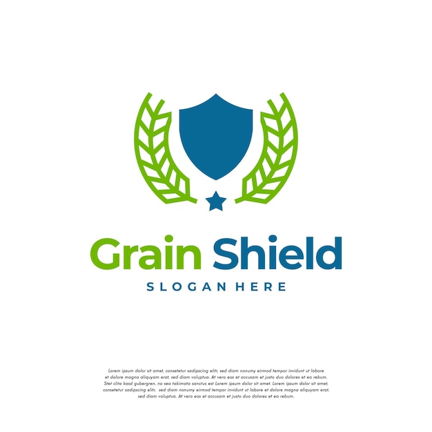 Nutrition Shield Logo Conçoit Vecteur De Concept, Symbole D'icône De Modèle De Logo Shield Et Wheat