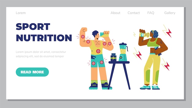 Nutrition Sportive Pour Le Concept De Renforcement Musculaire Pour Illustration Vectorielle De Site Web