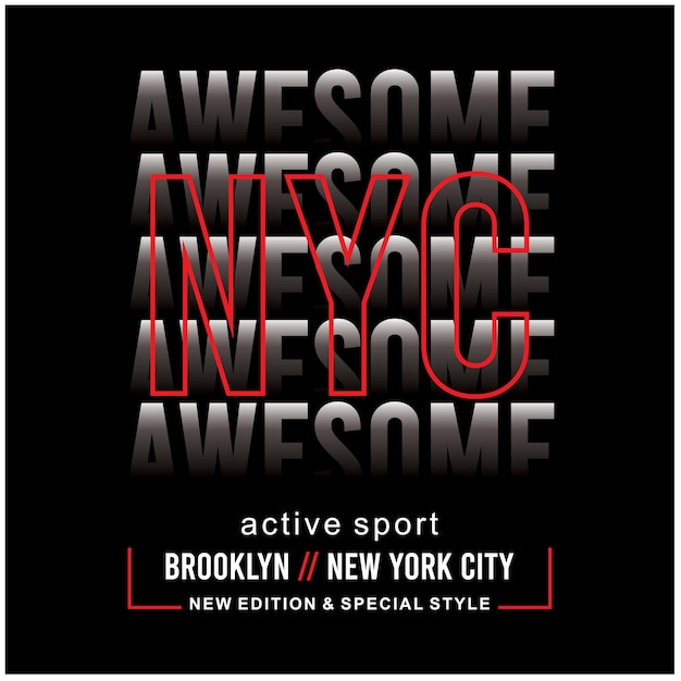 Nyc Active Sport Design Typographie Simple Et Design Vectoriel Premium