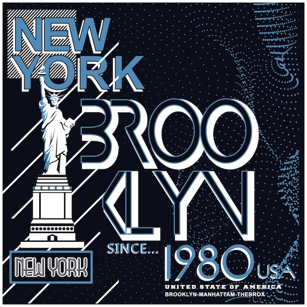 Nyc Brooklyn Typographie Pour Impression Illustration T-shirt Vector Art Vintage