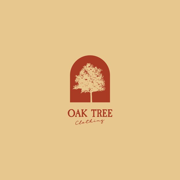 Oak Tree Silhouette Picture Wall Frame Paysage Logo Design Rétro Vintage