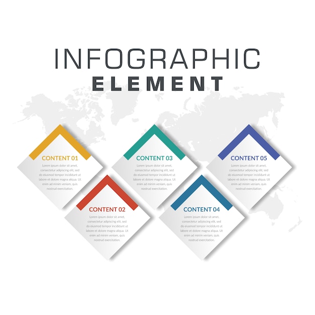 Objectif commercial de l'élément infographique abstrait en cinq points
