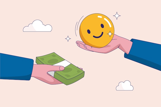 Vecteur objectif financier par rapport au concept d'équilibre travail-vie l'argent peut acheter le bonheur philosophie ou succès dans la vie