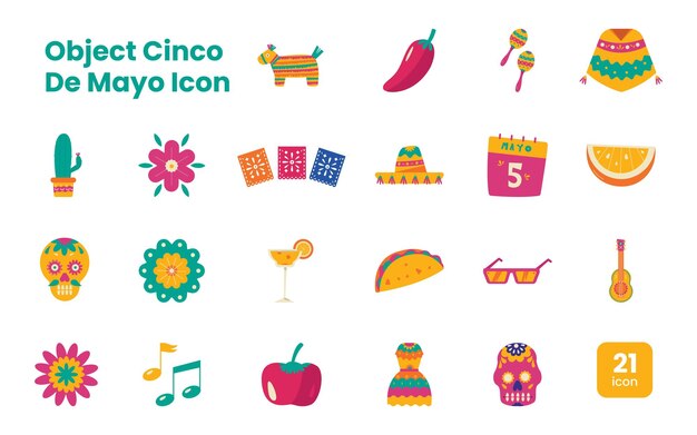 Vecteur objet 2d concept cinco de mayo icône moderne illustrations design