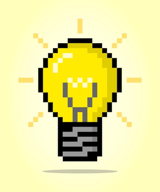 Objet d'actif de jeu d'ampoule pixel 8 bits dans l'illustration vectorielle